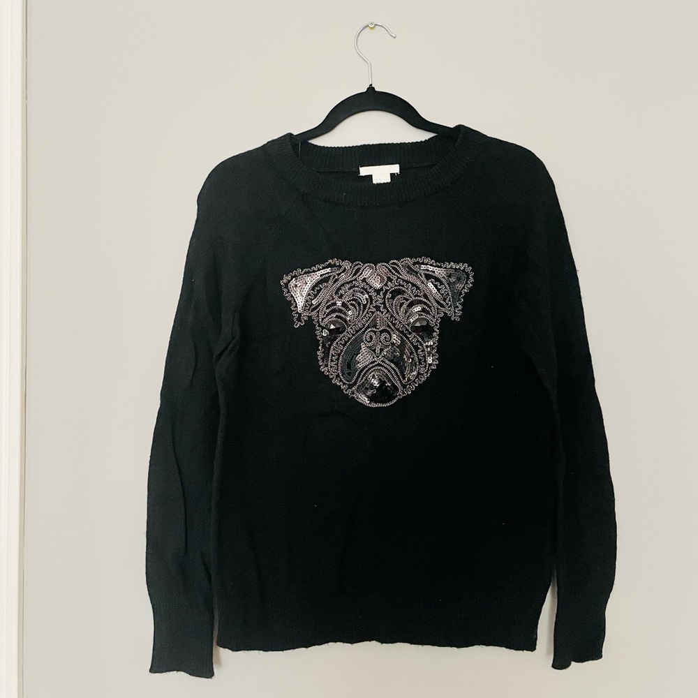 Oversized Sequin and Jewelled Black Sweater